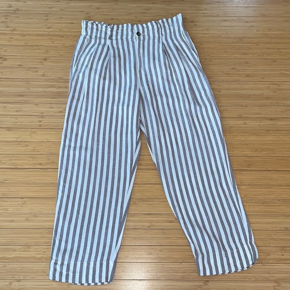 Madewell Paperbag Striped Linen Blend Pants - Picture 4 of 11